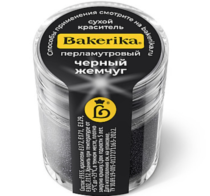 Краситель сухой перламутровый Bakerika «Черный жемчуг» 4 гр Изображение Краситель сухой перламутровый Bakerika «Черный жемчуг» 4 гр